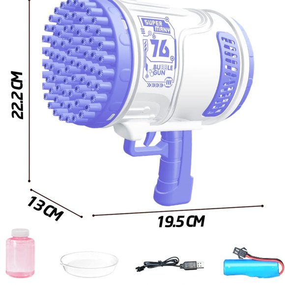 New Super Bubble Gun Machine Purple Ages 3+ Toy - Picture 3 of 6